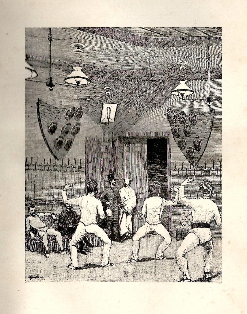 Illustration by Genilloud, Adolphe Tavernier Amateurs et Salles d'armes  Paris, 1886.