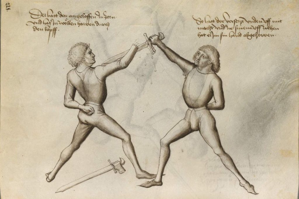 Hans Talhoffer fencer cutting hand of opponent